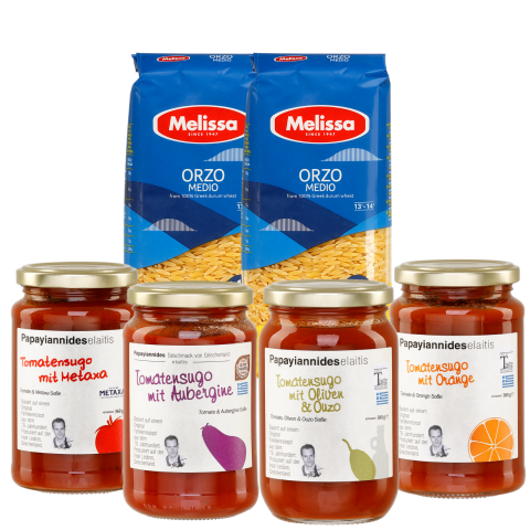 Papayiannides Tomatensaucen 4x 380g plus 2x Kritharakis 500g gratis